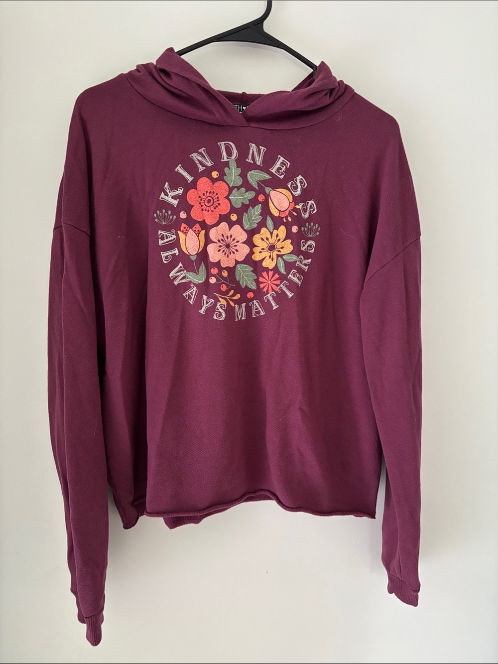 Fifth Sun Plum Floral 'Kindness Always Matters' Hooded Sweatshirt